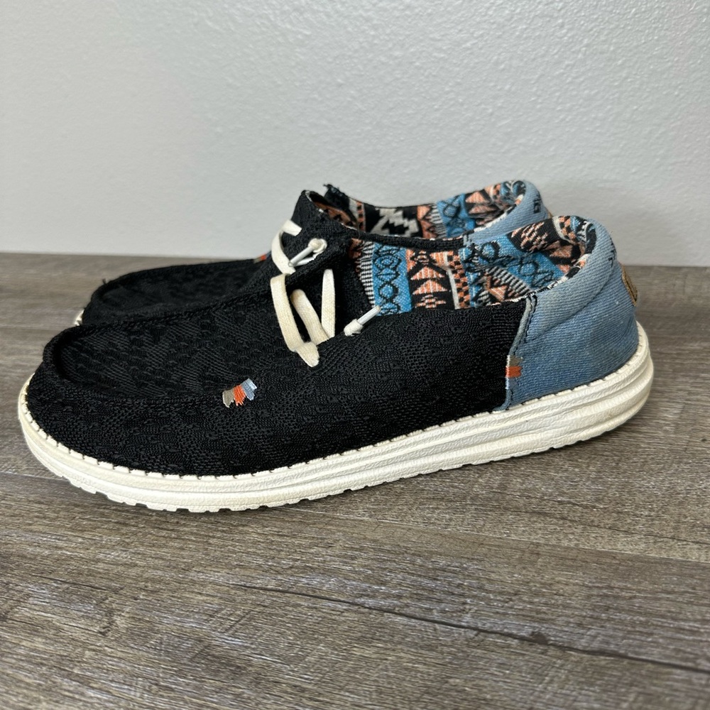 Hey Dude Black and Blue Flats